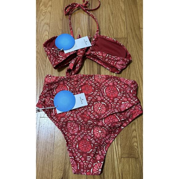 RHODE X Target Zinnia Floral Bandeau Halter Top And High Rise Bikini Bottom - Picture 2 of 3